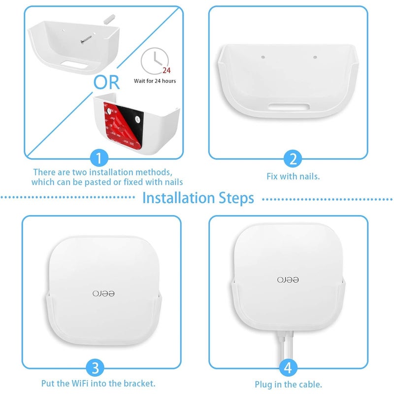 Huafly 1Pcs Screwless Wall Mount Bracket for Eero Pro 6 WiFi, VHB Stick On Holder, Strong Adhesive Holder, No Tools No Drilling No Hole (eero Pro 6 Mount,1Pcs) - Image 4